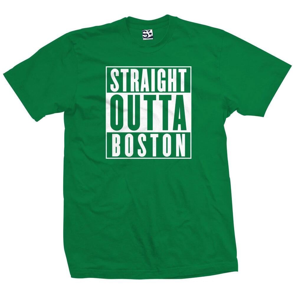 Straight Outta Boston T-Shirt Strong Red Sox Celtics Patriots Mens Tee Shirt